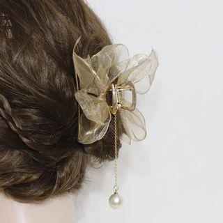 Ribbon Faux Pearl Hair Claw