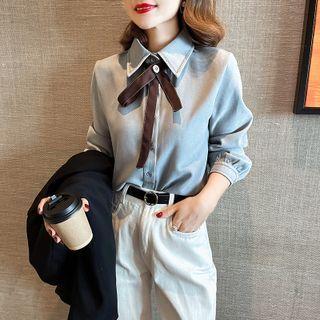 Bow Puff-sleeve Shirt