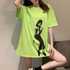 Print Short-sleeve T-shirt Neon Green - One Size