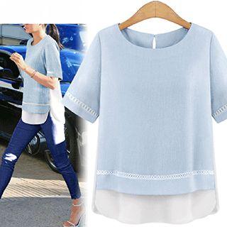 Chiffon Panel Short-sleeve Top