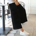 Band-waist Textured Wide-leg Pants