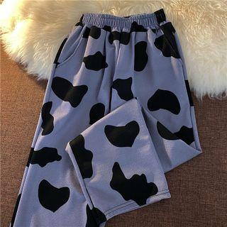 Band-waist Cow-print Sweatpants