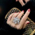 Rhinestone Snowflake Statement Ring Silver - One Size