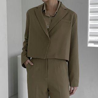 Snap-button Cropped Blazer