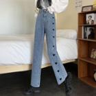 Sweetheart Patterned High-waist Straight-cut Jeans