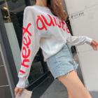 Lettered Summer Knit Pullover Ivory - One Size