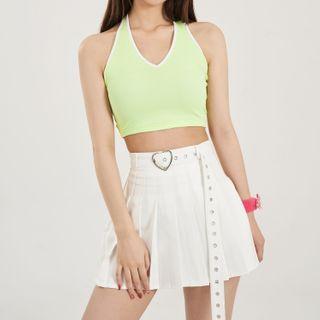 Cropped Plain Halter Tank Top