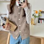 Sleeveless Smiley Face Cardigan