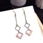 Alloy & Acrylic Square Dangle Earring Pink Steel Earring - One Size