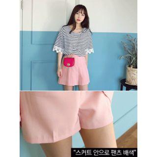Inset Short A-line Mini Pleat Skirt