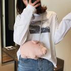 Furry Pig Crossbody Bag Pink - One Size