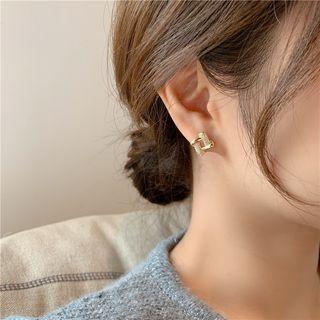 Geometric Rhinestone Alloy Earring Eh1359 - 1 Pair - Gold - One Size