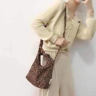 Top Handle Patterned Corduroy Crossbody Bag