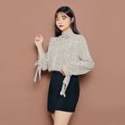 Frilled-collar Dotted Blouse