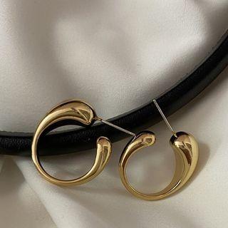 Polished Open Hoop Earring 1 Pair - Gold - One Size