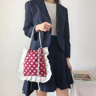 Heart Print Crossbody Bag White Hearts - Red - One Size