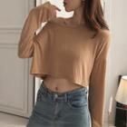 Oversized Cropped Long-sleeve Top