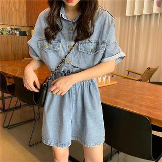 Loose-fit Short-sleeve Denim Shirt / Shorts