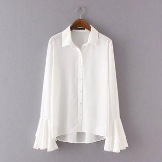 Bell-sleeve Long-sleeve Chiffon Blouse