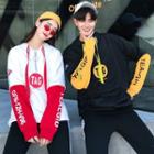 Couple Matching Colored Panel Letter Hoodie