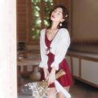 Set: Open-back Swim Dress + Bell-sleeve Cover-up