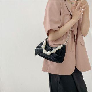 Faux Leather Bow Crossbody Bag Black - One Size