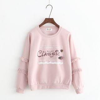 Lettering Frill Trim Pullover
