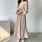 Tie-back Crystal-pleated Long Dress