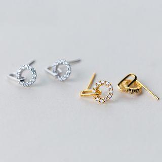 S925 Silver Rhinestone Ring Stud Earrings