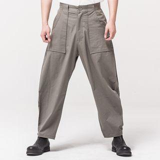 Button-hem Wide-leg Pants