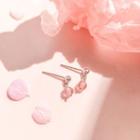 925 Sterling Silver Bead Dangle Earring 925 Silver - Stud Earring - Strawberry Quartz - Pink - One Size