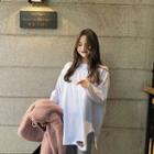 Round-neck Plain Ripped Oversize Top