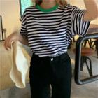 Boxy Striped T-shirt As Shown In Figure - One Size