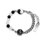 Bead Bracelet Black & White Bead - Silver - One Size