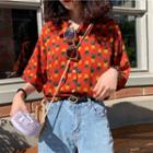 Elbow-sleeve All Over Pattern Shirt As Shown In Figure - One Size