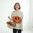 Mock-neck Smiley-printed Sweater