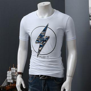 Camouflage Lightning Print Short-sleeve T-shirt