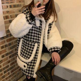 Houndstooth Zip Fleece Jacket Houndstooth - Black & White - One Size