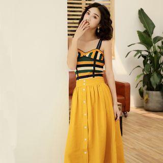 Set: Sleeveless Top + Midi Skrit