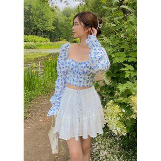 Waistband Ruffled Miniskirt