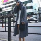 Hooded Open-front Cardigan Gray - One Size