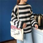 Striped Knit Pullover Black - One Size