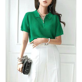 Quarter-zip Knit Polo Shirt