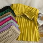 Elastic High-waist Pleated Midi Skirt In 11 Colors