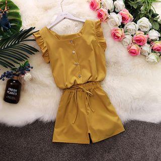Set: Ruffle Trim Tank Top + Shorts Curcumin - One Size