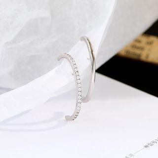 Non-matching Alloy Hoop Earring 1 Pair - Earring - Silver - One Size