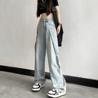 High Waist Washed Loose-fit Jeans