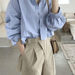 Drop-shoulder Cropped Shirt
