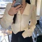Puff-sleeve Cropped Sweatshirt Jacket