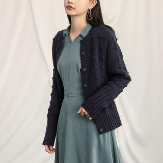 Round-neck Pompom-detail Cardigan